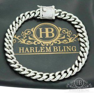 Harlembling Silver 8mm Miami Cuban Link Bracelet